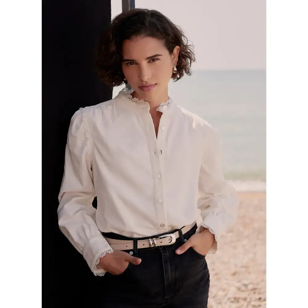 Mint Velvet Cream Corduroy Lace Blouse | Jarrolds, Norwich